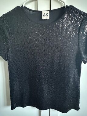 Anne Klein Black Sequin Top